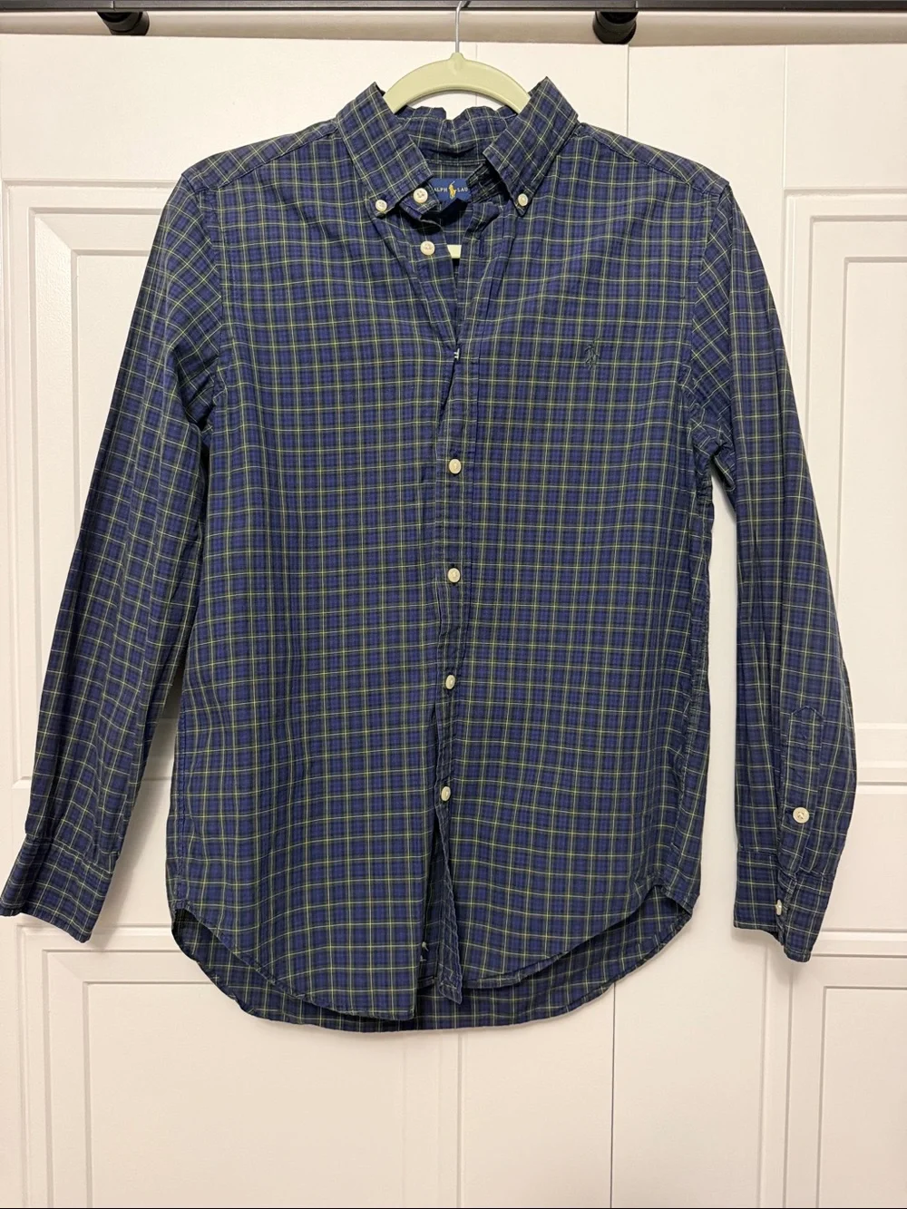 Ralph Lauren Kids Blue and Green Plaid Button-Down Shirt
